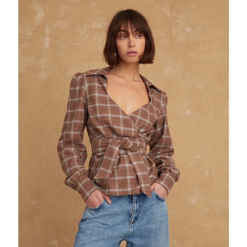 MARISSA WEBB Plaid Print Long Sleeve Button-Up Top New with Tags Size: xs